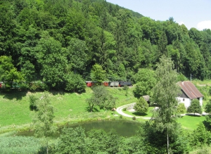 Maison de l'Association des Amis de la Combe et train à vapeur