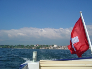 Depuis le bateau, vue sur Nyon