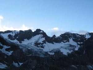 Glacier de Tseudet et Petit Vélan le soir