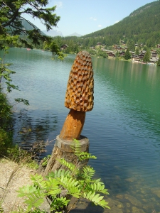 Sculpture de champignon au bord du lac de Champex