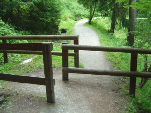 Barrières pouvant peut-être limiter le passage de certaines poussettes.