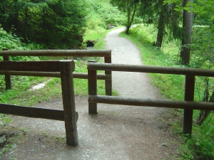 Barrières pouvant peut-être limiter le passage de certaines poussettes.