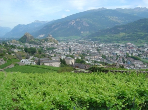 Peu après le début, vue plongeante sur Sion