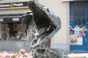 Pris sur le vif à la fontaine de la Place Alphonse Mex