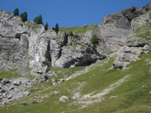 La descente du Pas de Cheville vue d'en bas