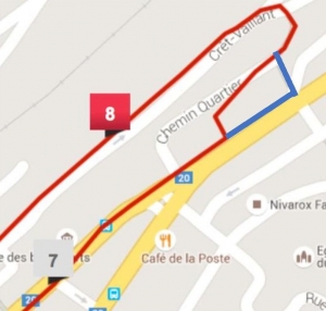 En bleu, chemin à emprunter entre les postes 7 et 8