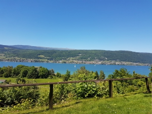 Vue sur le lac de Bienne et le Jura, depuis l'esplanade du château