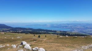 Depuis le Chasseron, magnifique vue sur le plateau suisse et les Alpes