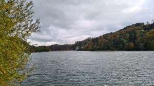 Au fond, le barrage de Rossens