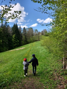 Sortie de la forêt, près du village.