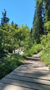 Une large passerelle sur la Vièze