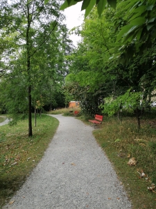 Chemin longé de bancs
