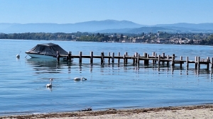 Morges vu de la plage de Préverenges