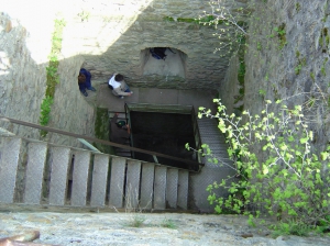 L'ancien escalier à l'intérieur de la tour. Depuis, il a été refait et sécurisé!