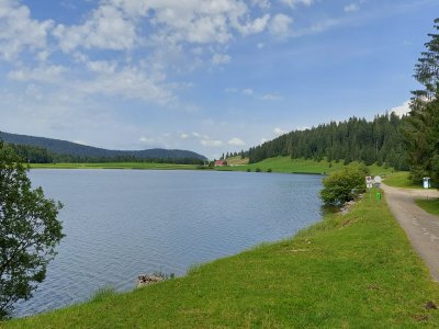 <p>Un chemin permet de longer le lac sur toute sa longueur</p>